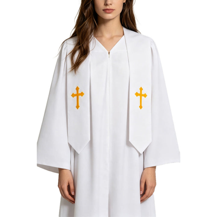 Christianartworkshop Robes de clergé élégantes noires et blanches : détail de la croix dorée - image 12
