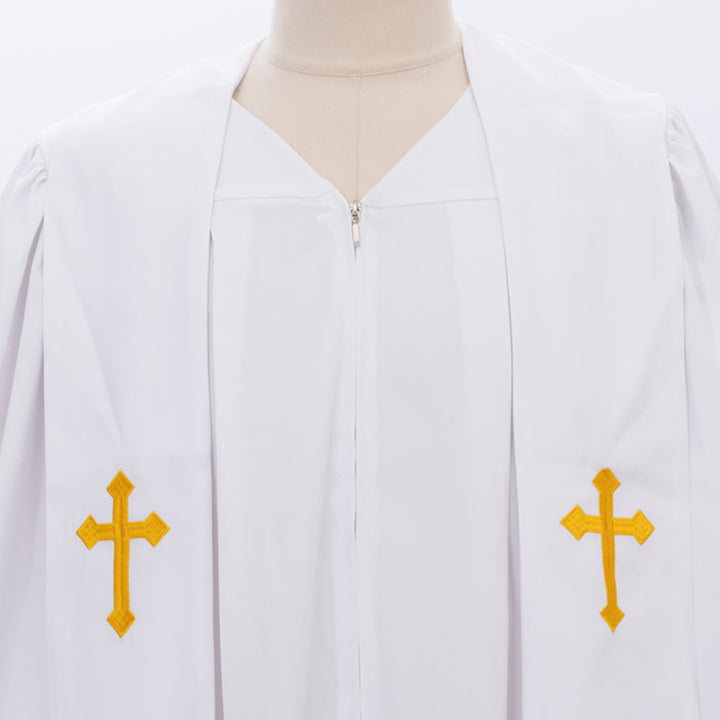 Christianartworkshop Robes de clergé élégantes noires et blanches : détail de la croix dorée - image 6