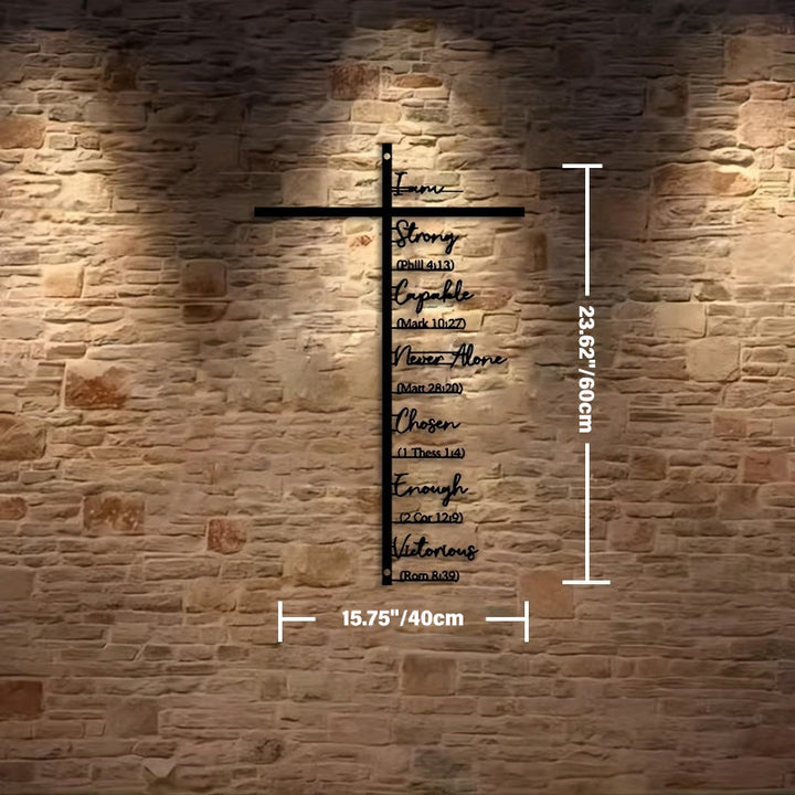 Décoration murale en métal Croix avec verset biblique, Christianartworkshop : Rappel quotidien de la foi - Noir - 15,75''*23,62''*0,06''/40cm*60cm*0,15cm - image 5