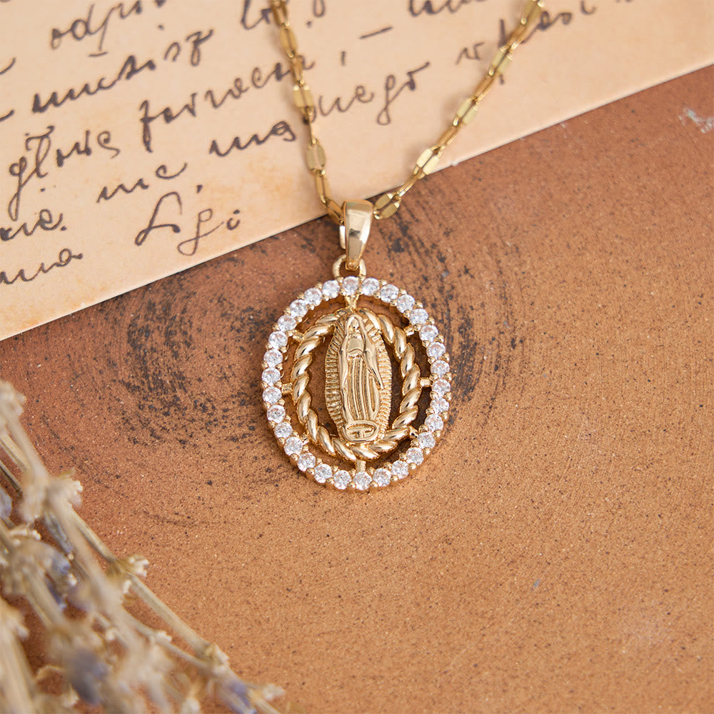 Christianartworkshop Collier pendentif Notre-Dame de Guadalupe avec halo de zircon : un symbole de la grâce mariale et de la lumière divine - image 4
