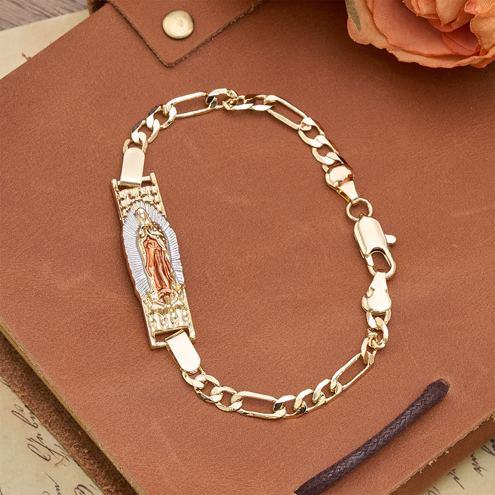 Christianartworkshop Bracelet Figaro avec médaillons dévotionnels mariaux et saint Jude : un symbole de protection divine - Notre-Dame rose - image 5