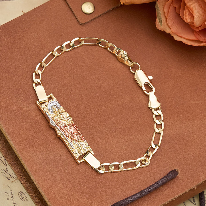 Christianartworkshop Bracelet Figaro avec médaillons dévotionnels mariaux et saint Jude : un symbole de protection divine - Rose St. Jude - image 11