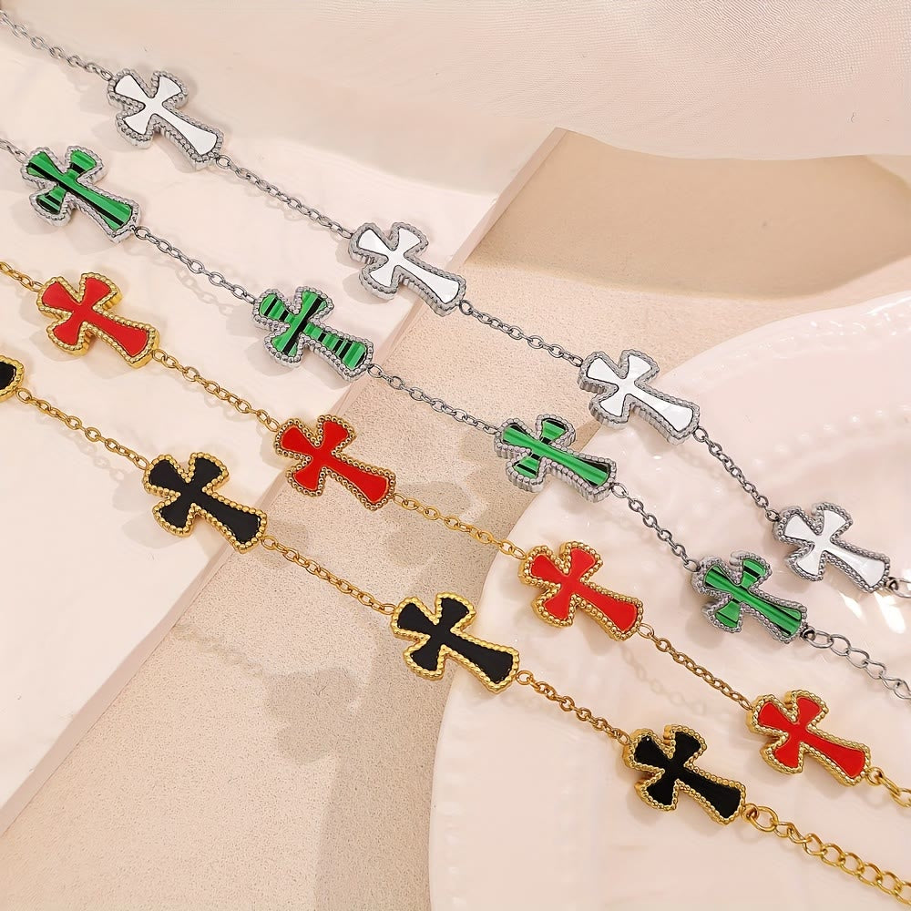 Christianartworkshop Bracelet croix émaillé coloré : un symbole luxueux de foi et de dévotion joyeuse - image 1
