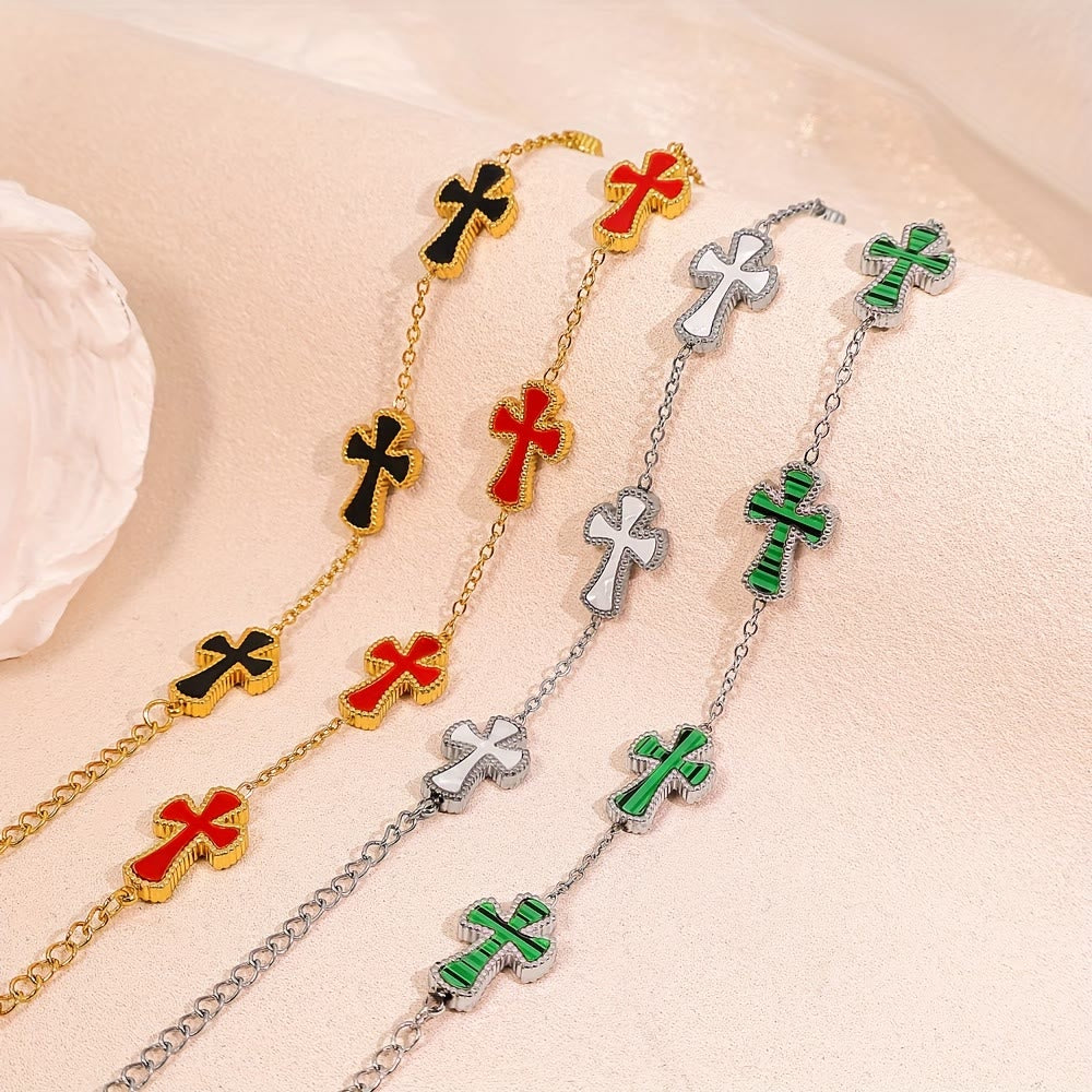 Christianartworkshop Bracelet croix émaillé coloré : un symbole luxueux de foi et de dévotion joyeuse - image 0