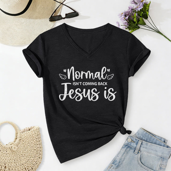 Christianartworkshop T-shirt décontracté à col en V « La normalité ne reviendra pas » - Noir - 2XL - image 12