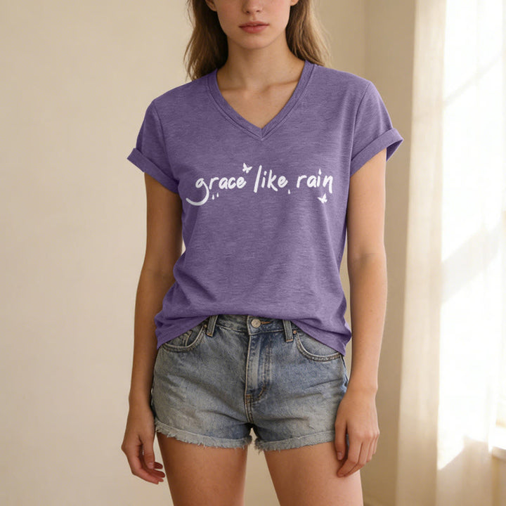 Christianartworkshop T-shirt décontracté à col en V Grace Like Rain - image 1