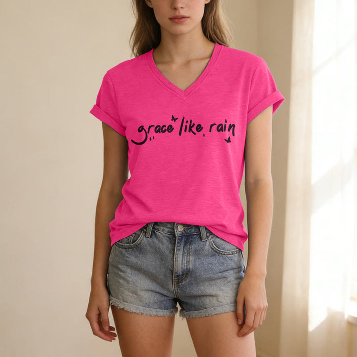 Christianartworkshop T-shirt décontracté à col en V Grace Like Rain - image 25