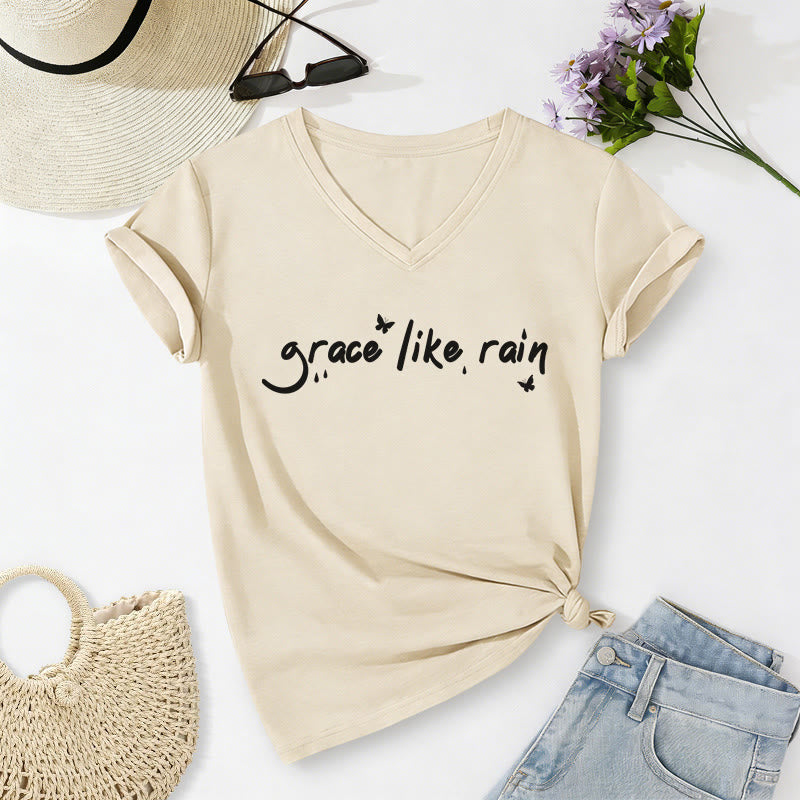 Christianartworkshop T-shirt décontracté à col en V Grace Like Rain - image 4