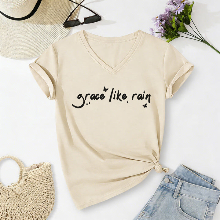 Christianartworkshop T-shirt décontracté à col en V Grace Like Rain - image 4