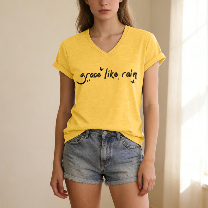 Christianartworkshop T-shirt décontracté à col en V Grace Like Rain - image 3