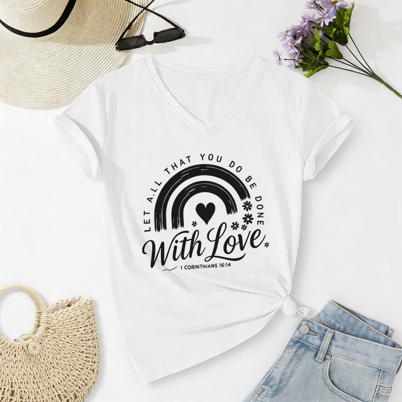 Christianartworkshop T-shirt décontracté à col en V avec verset biblique et motif floral arc-en-ciel - Blanc - 2XL - image 10