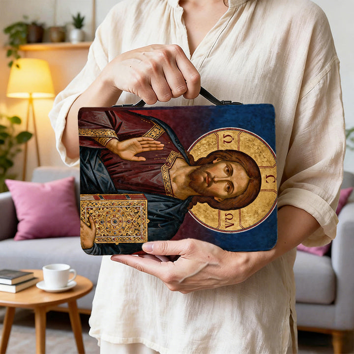 Christianartworkshop Couverture de Bible de dévotion ornée d'une icône de Jésus-Christ et d'une croix. - image 8