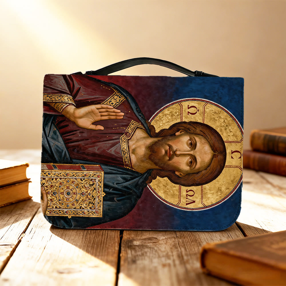Christianartworkshop Couverture de Bible de dévotion ornée d'une icône de Jésus-Christ et d'une croix. - image 6