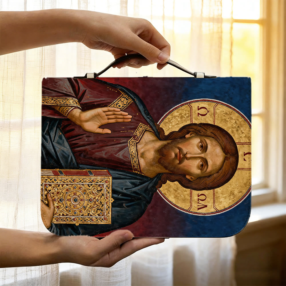 Christianartworkshop Couverture de Bible de dévotion ornée d'une icône de Jésus-Christ et d'une croix. - image 11