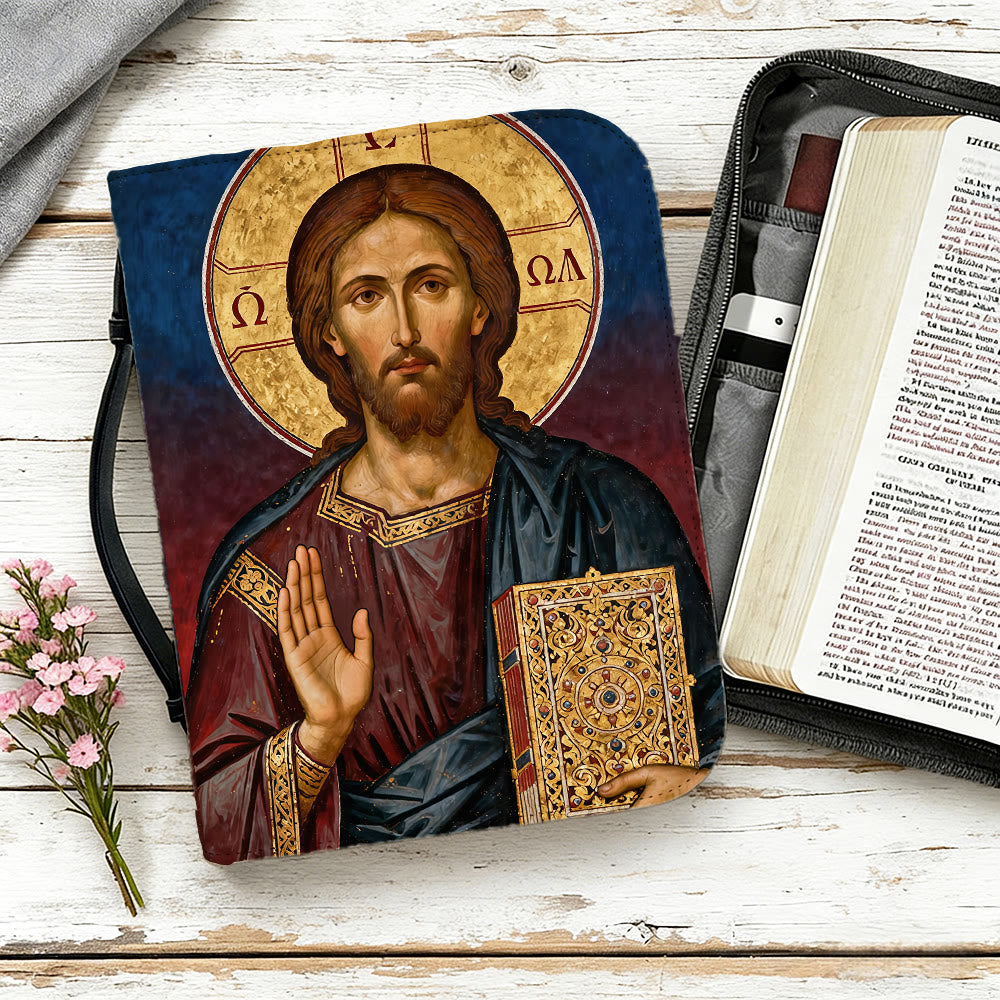 Christianartworkshop Couverture de Bible de dévotion ornée d'une icône de Jésus-Christ et d'une croix. - image 12