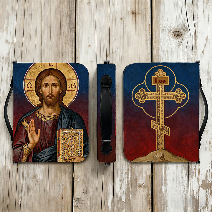 Christianartworkshop Couverture de Bible de dévotion ornée d'une icône de Jésus-Christ et d'une croix. - image 14