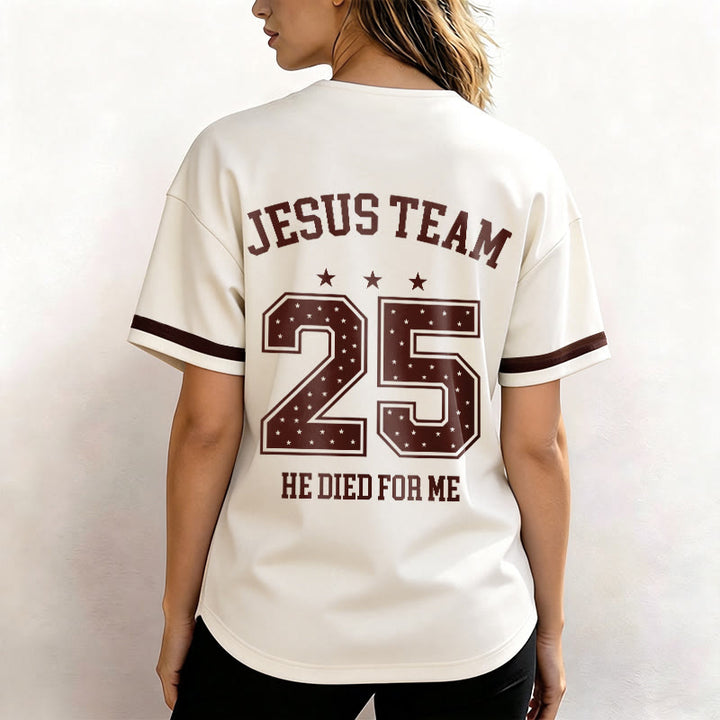 Christianartworkshop Équipe Jésus 25 Il est mort pour moi Maillot de baseball de la foi - image 4