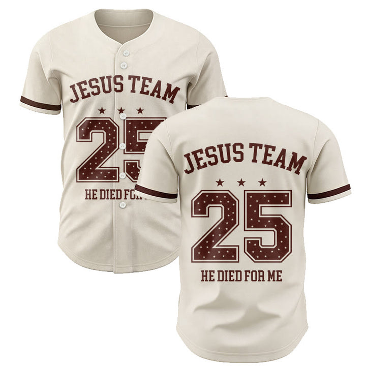 Christianartworkshop Équipe Jésus 25 Il est mort pour moi Maillot de baseball de la foi - 5XL - image 0