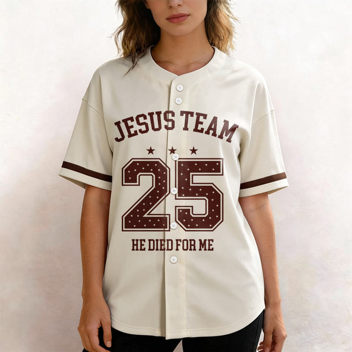 Christianartworkshop Équipe Jésus 25 Il est mort pour moi Maillot de baseball de la foi - image 3