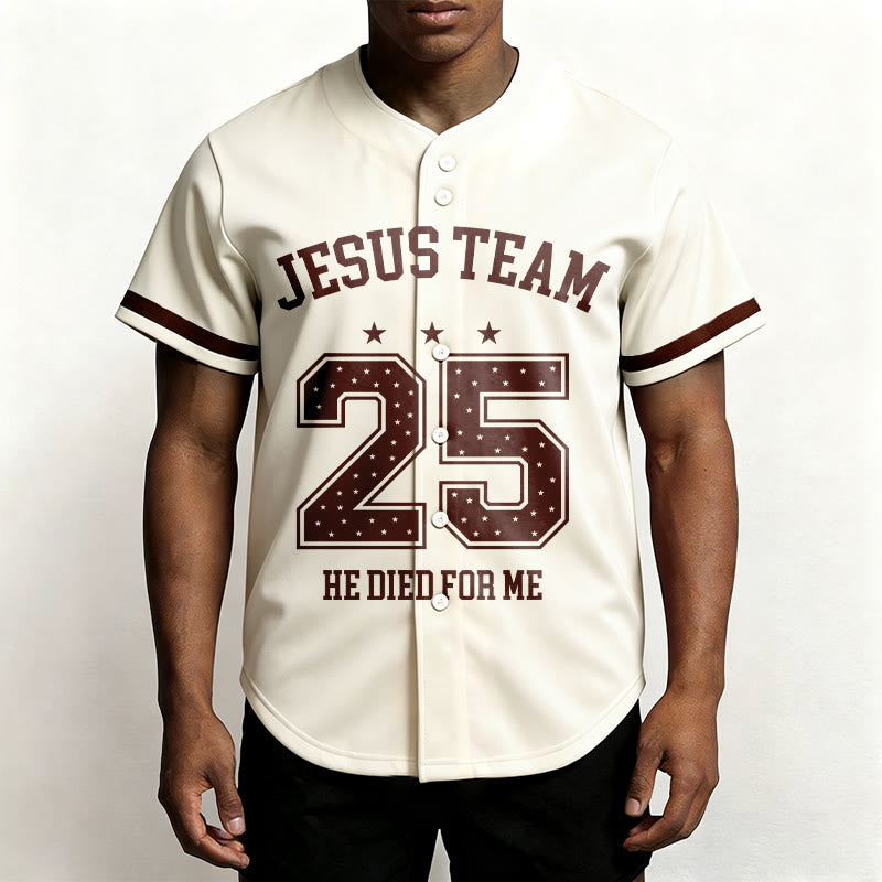 Christianartworkshop Équipe Jésus 25 Il est mort pour moi Maillot de baseball de la foi - image 1