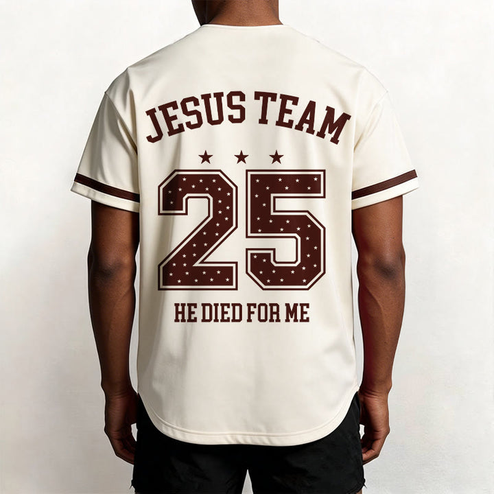 Christianartworkshop Équipe Jésus 25 Il est mort pour moi Maillot de baseball de la foi - image 2