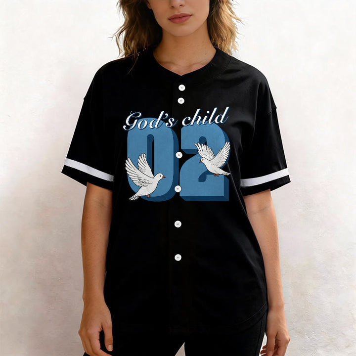 Maillot de baseball Christianartworkshop God's Child avec motif inspirant de colombe et de numéro - image 3