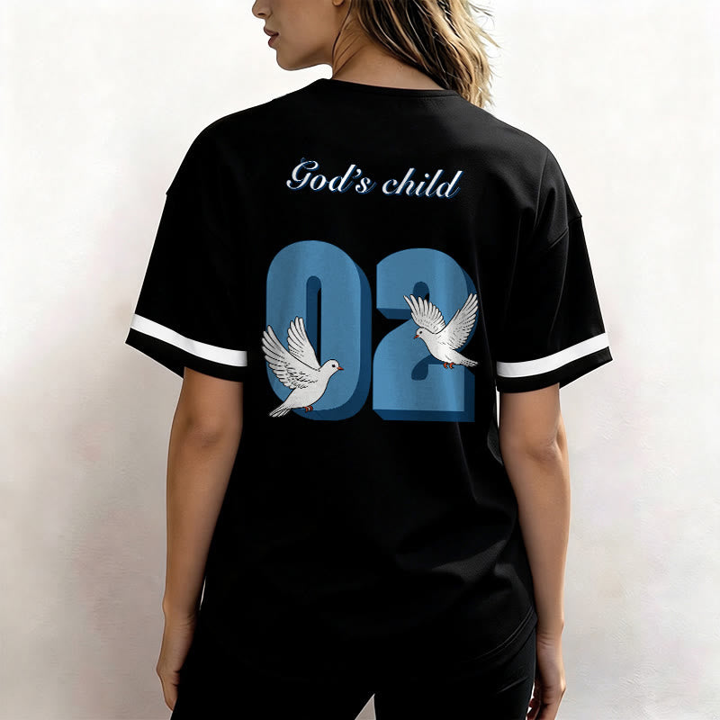 Maillot de baseball Christianartworkshop God's Child avec motif inspirant de colombe et de numéro - image 4