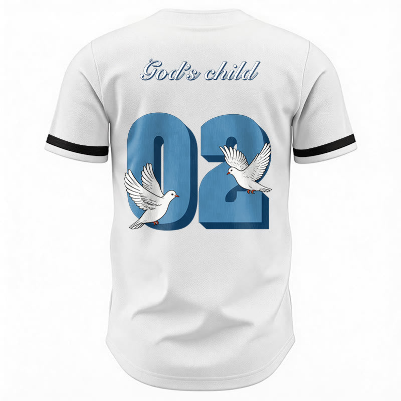 Maillot de baseball Christianartworkshop God's Child avec motif inspirant de colombe et de numéro - image 13