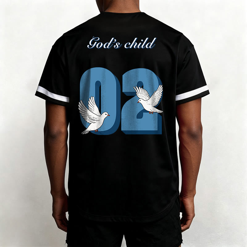 Maillot de baseball Christianartworkshop God's Child avec motif inspirant de colombe et de numéro - image 2