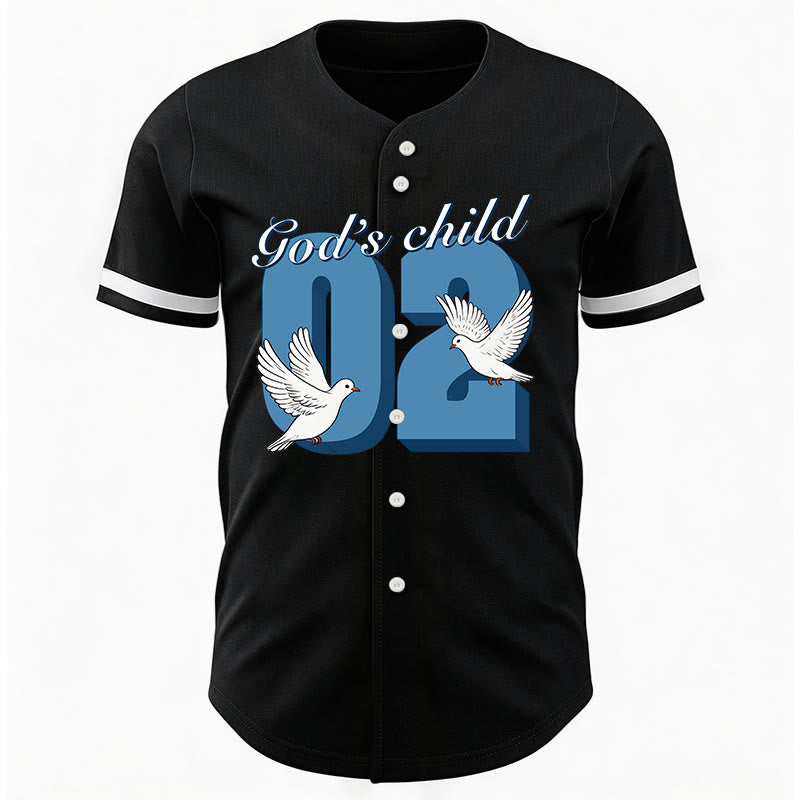 Maillot de baseball Christianartworkshop God's Child avec motif inspirant de colombe et de numéro - image 5