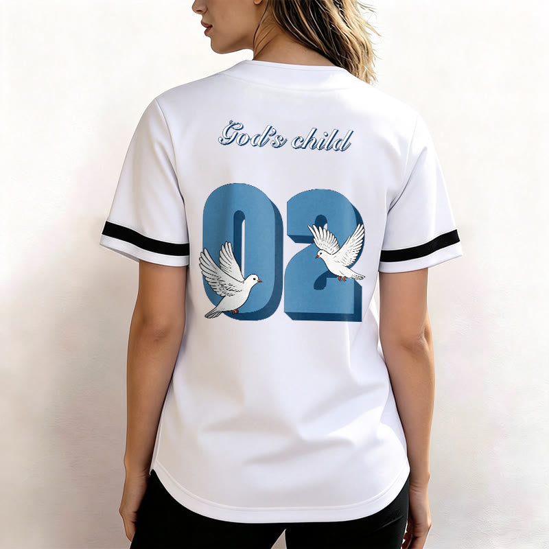 Maillot de baseball Christianartworkshop God's Child avec motif inspirant de colombe et de numéro - image 11