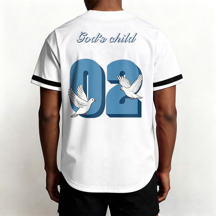 Maillot de baseball Christianartworkshop God's Child avec motif inspirant de colombe et de numéro - image 9