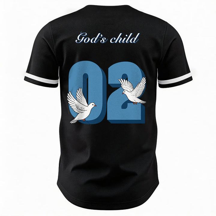 Maillot de baseball Christianartworkshop God's Child avec motif inspirant de colombe et de numéro - image 6