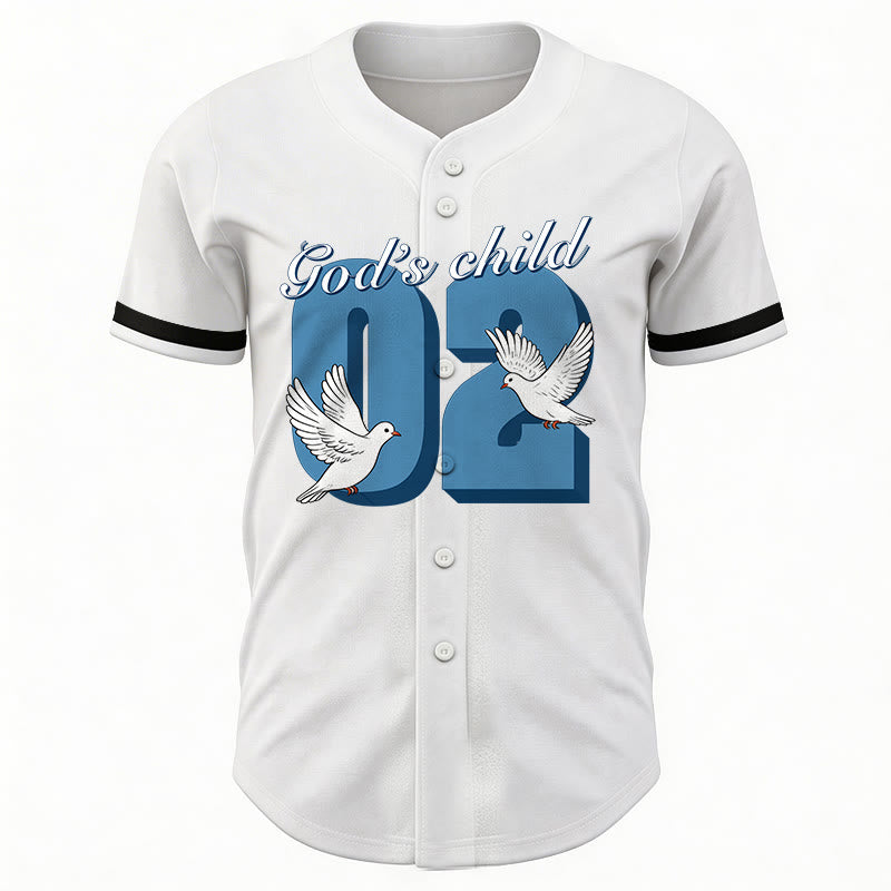 Maillot de baseball Christianartworkshop God's Child avec motif inspirant de colombe et de numéro - image 12