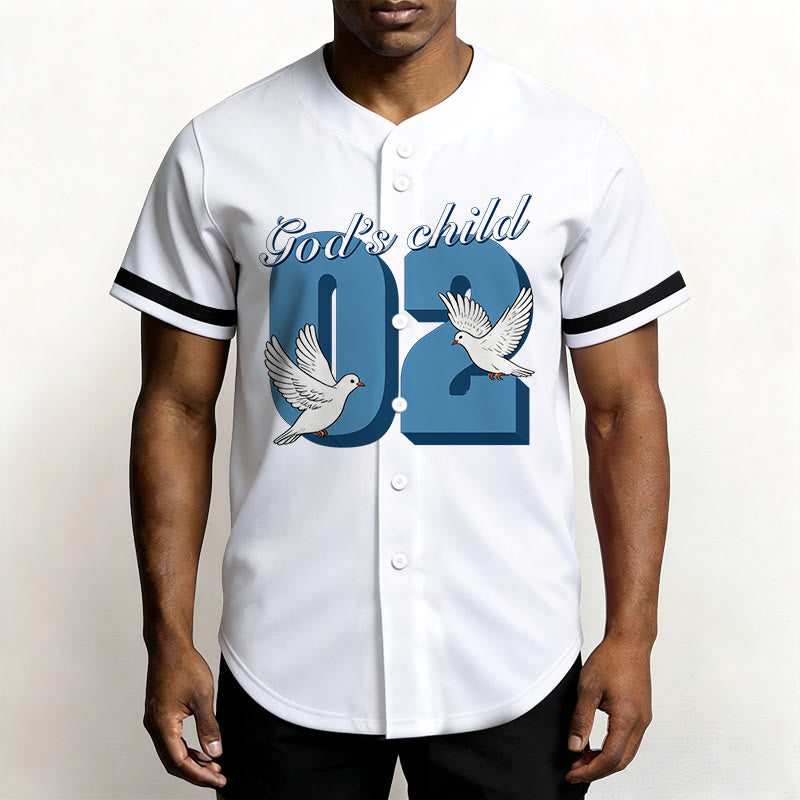 Maillot de baseball Christianartworkshop God's Child avec motif inspirant de colombe et de numéro - image 8