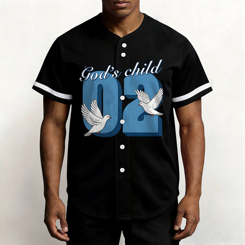 Maillot de baseball Christianartworkshop God's Child avec motif inspirant de colombe et de numéro - image 1