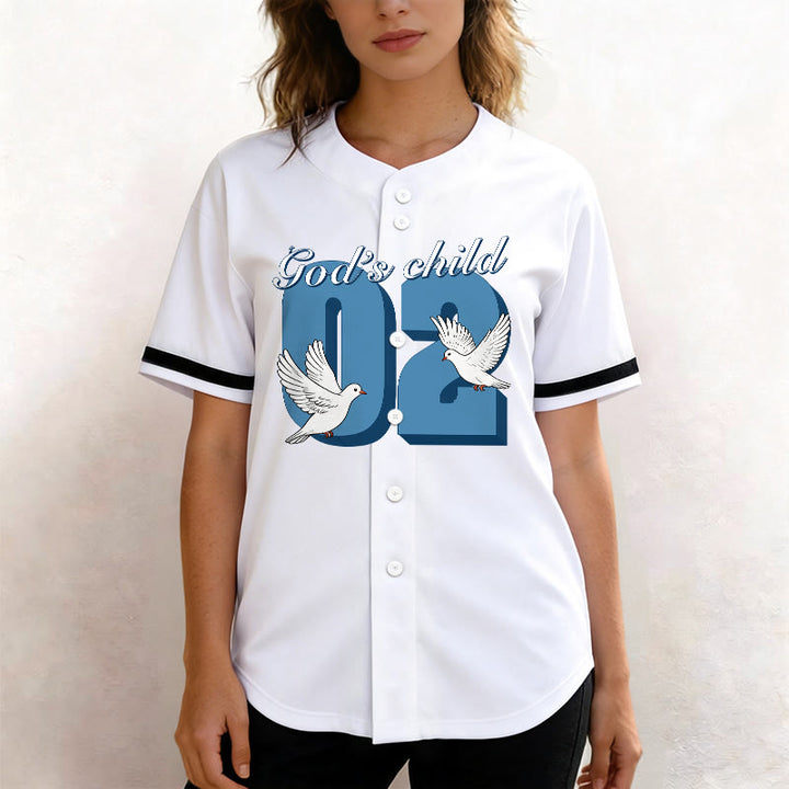 Maillot de baseball Christianartworkshop God's Child avec motif inspirant de colombe et de numéro - image 10