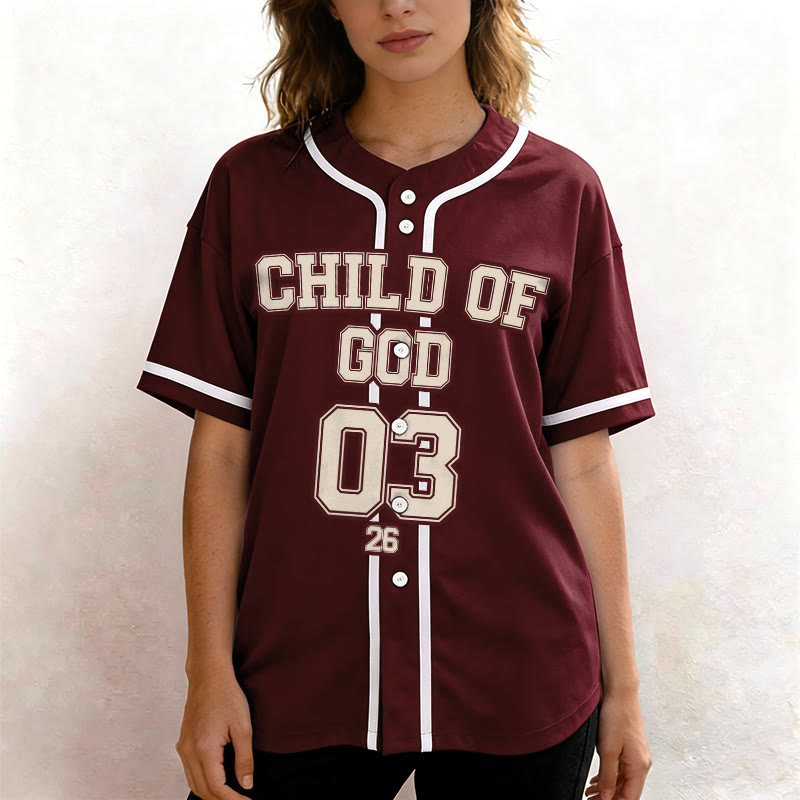 Christianartworkshop Maillot de baseball personnalisé avec nom et numéro, portant la déclaration chrétienne « Enfant de Dieu » - image 3