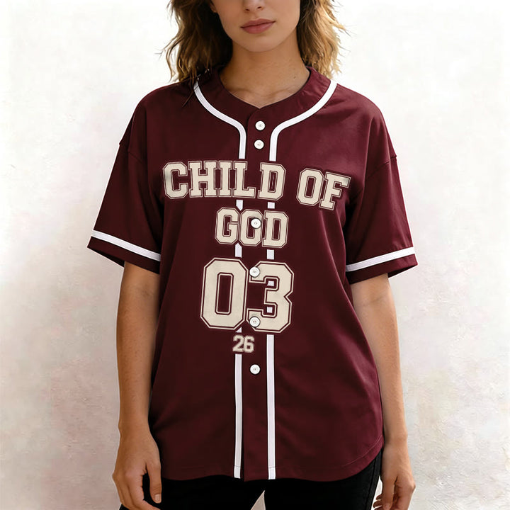 Christianartworkshop Maillot de baseball personnalisé avec nom et numéro, portant la déclaration chrétienne « Enfant de Dieu » - image 3