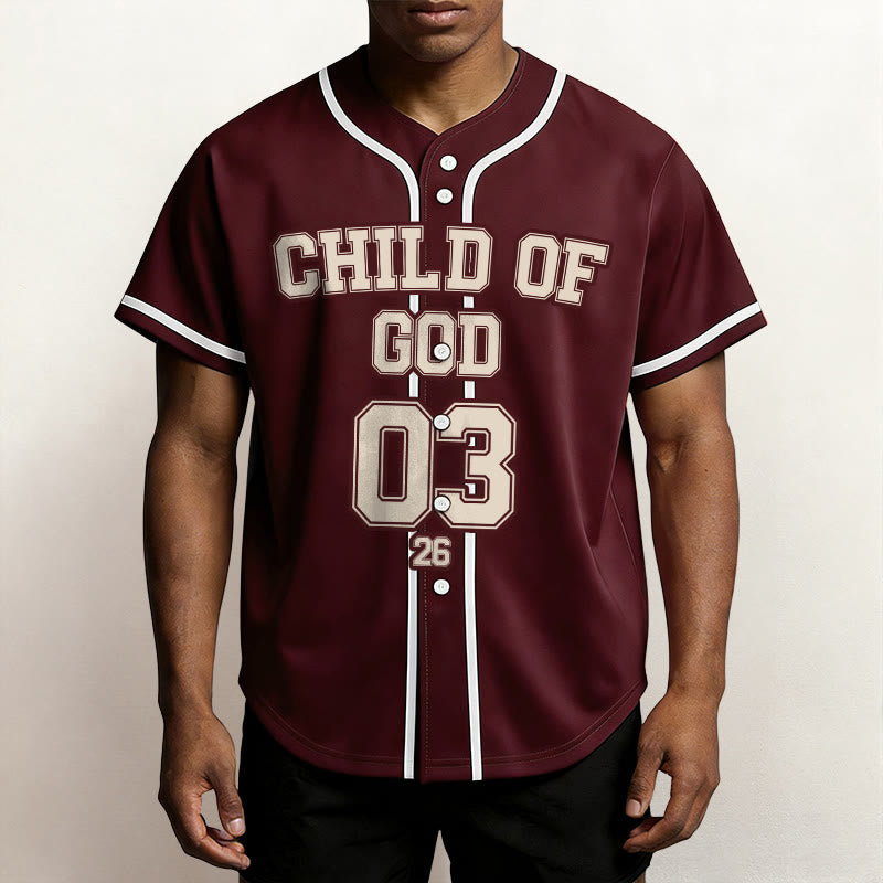 Christianartworkshop Maillot de baseball personnalisé avec nom et numéro, portant la déclaration chrétienne « Enfant de Dieu » - image 1
