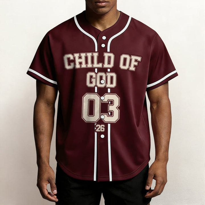Christianartworkshop Maillot de baseball personnalisé avec nom et numéro, portant la déclaration chrétienne « Enfant de Dieu » - image 1