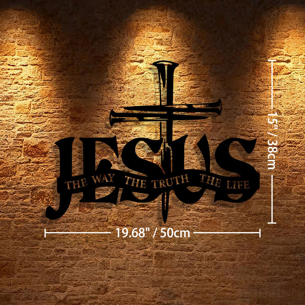 Christianartworkshop Décoration murale en métal représentant Jésus fidèle et une croix - 19,68*15"*0,05"/50*38*0,12 cm - Noir - image 10