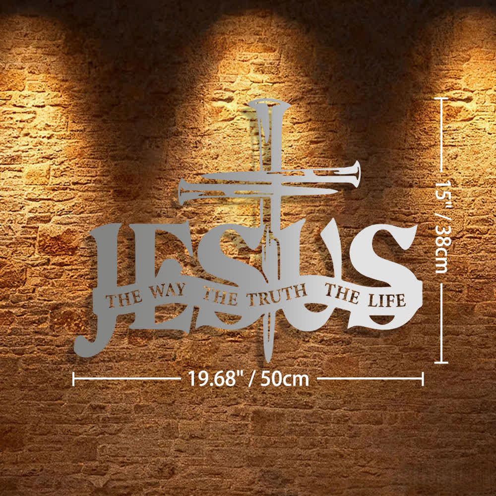 Christianartworkshop Décoration murale en métal représentant Jésus fidèle et une croix - 19,68*15"*0,05"/50*38*0,12 cm - Argent - image 29