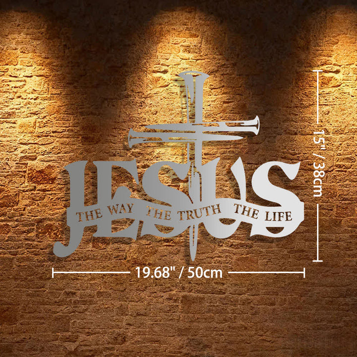 Christianartworkshop Décoration murale en métal représentant Jésus fidèle et une croix - 19,68*15"*0,05"/50*38*0,12 cm - Argent - image 29