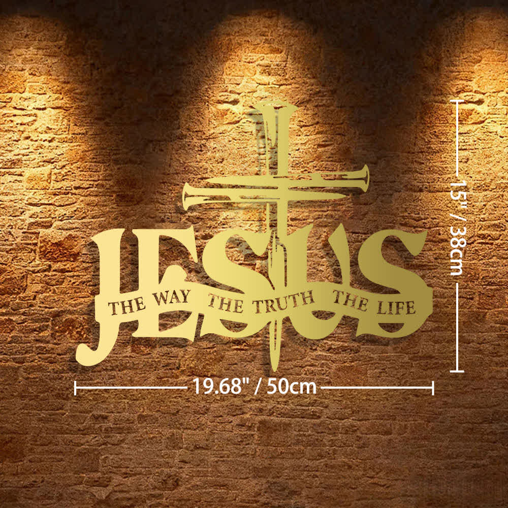 Christianartworkshop Décoration murale en métal représentant Jésus fidèle et une croix - 19,68*15"*0,05"/50*38*0,12 cm - Doré - image 20