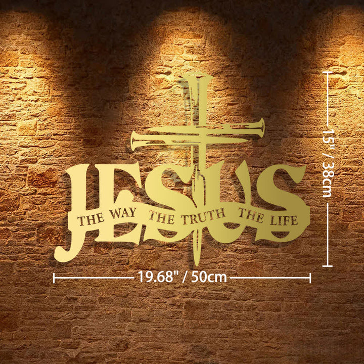 Christianartworkshop Décoration murale en métal représentant Jésus fidèle et une croix - 19,68*15"*0,05"/50*38*0,12 cm - Doré - image 20