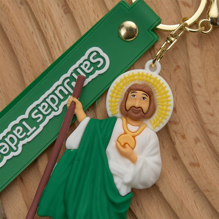 Christianartworkshop Porte-clés dévotionnel Notre-Dame de Guadalupe et Saint Jude : Emblème de foi et de protection spirituelle - image 2