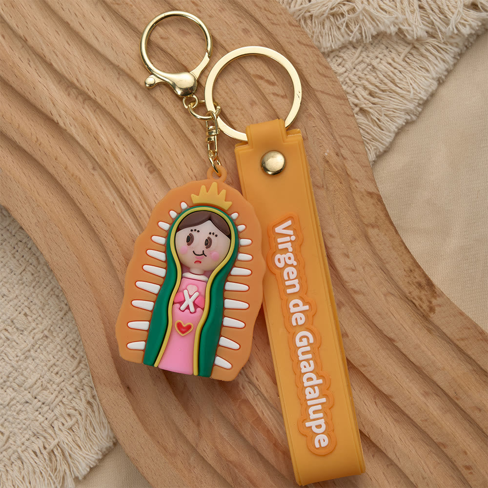 Christianartworkshop Porte-clés dévotionnel Notre-Dame de Guadalupe et Saint Jude : Emblème de foi et de protection spirituelle - Notre-Dame jaune - image 5