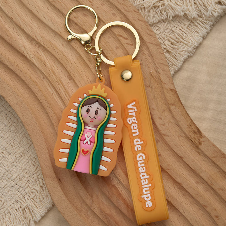 Christianartworkshop Porte-clés dévotionnel Notre-Dame de Guadalupe et Saint Jude : Emblème de foi et de protection spirituelle - Notre-Dame jaune - image 5