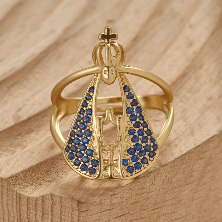 Christianartworkshop Bague de dévotion Notre-Dame de Guadalupe : Emblème de Notre-Dame Grâce et de la Divine Protection - Convient aux tailles américaines 6 à 9 - image 0